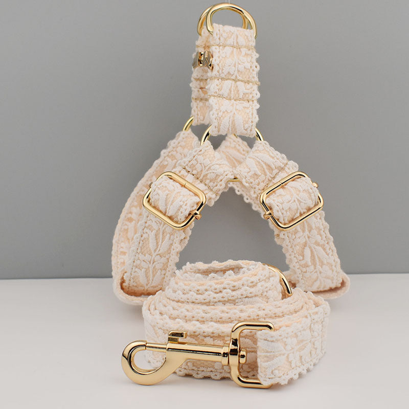 🐶✨ Fluffy Finds Presents: Leaf Lace Strap Gold Buckle Pet Supplies