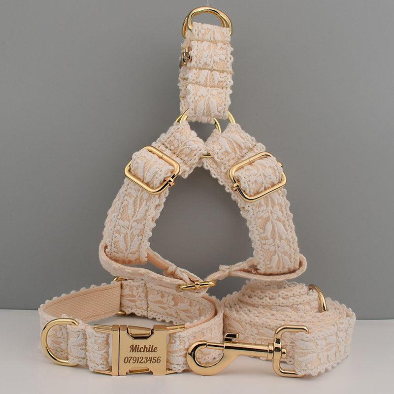 🐶✨ Fluffy Finds Presents: Leaf Lace Strap Gold Buckle Pet Supplies