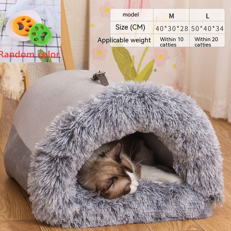 🐶✨ Fluffy Finds Presents: CozySplice™ Portable Pet Nest – Warm, Plush & Moisture-Proof Bed for Cats & Dogs