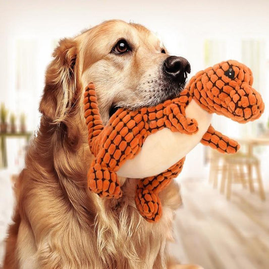 🐶✨ Fluffy Finds Presents: DinoPlush™ Interactive Dog Toy – Soft Squeaky Chew Toy for Large & Small Dogs