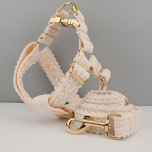 🐶✨ Fluffy Finds Presents: Leaf Lace Strap Gold Buckle Pet Supplies