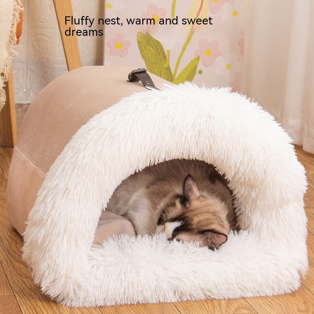 🐶✨ Fluffy Finds Presents: CozySplice™ Portable Pet Nest – Warm, Plush & Moisture-Proof Bed for Cats & Dogs