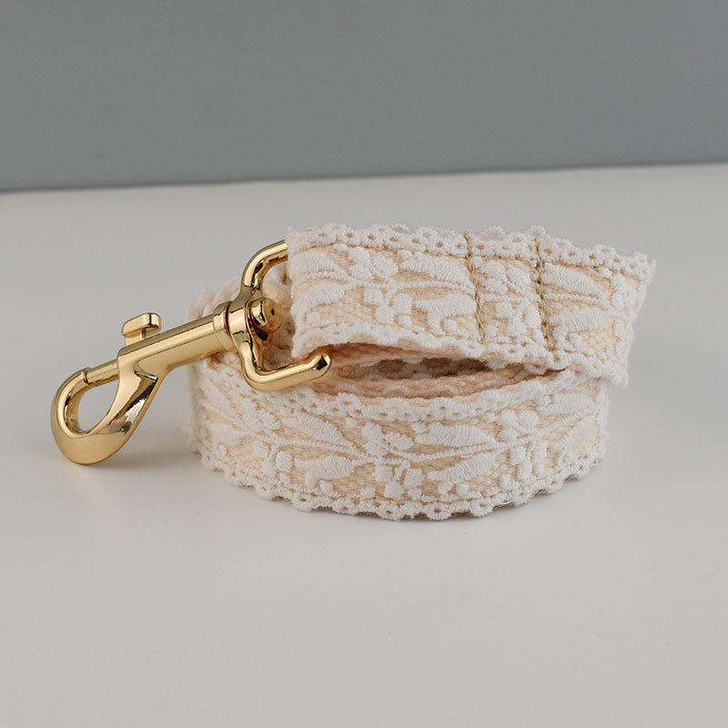 🐶✨ Fluffy Finds Presents: Leaf Lace Strap Gold Buckle Pet Supplies