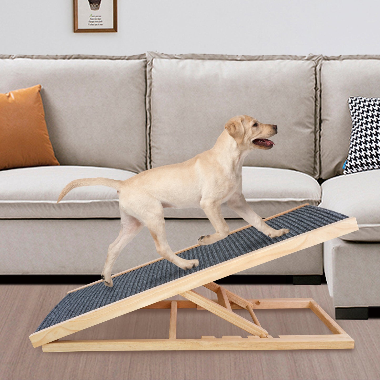 🐶✨ Fluffy Finds Presents: Solid Wood Adjustable Dog Ladder Sofa