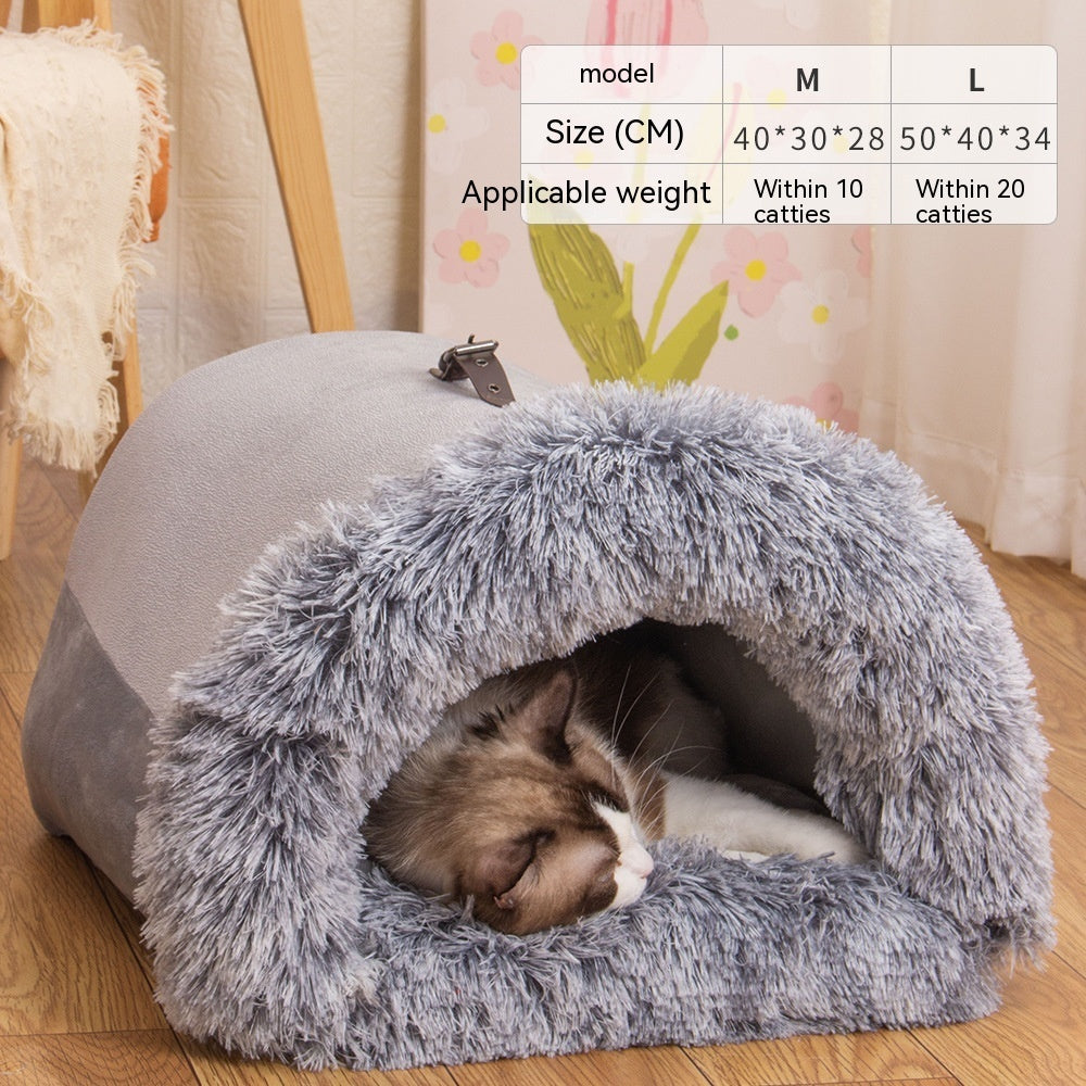 🐶✨ Fluffy Finds Presents: CozySplice™ Portable Pet Nest – Warm, Plush & Moisture-Proof Bed for Cats & Dogs
